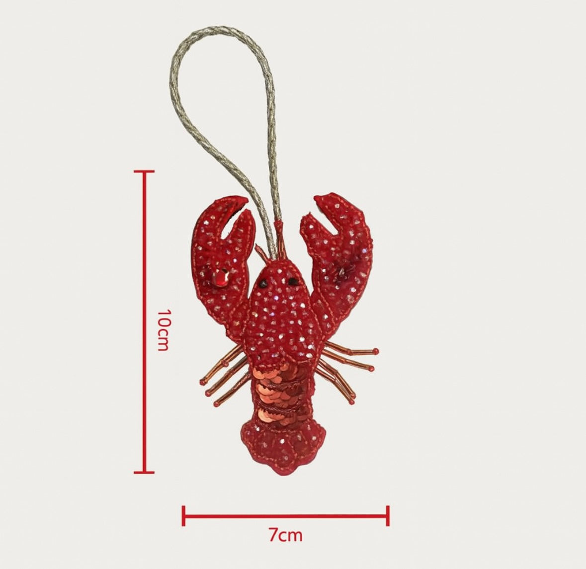 Ruby Lobster – Beaded Charm